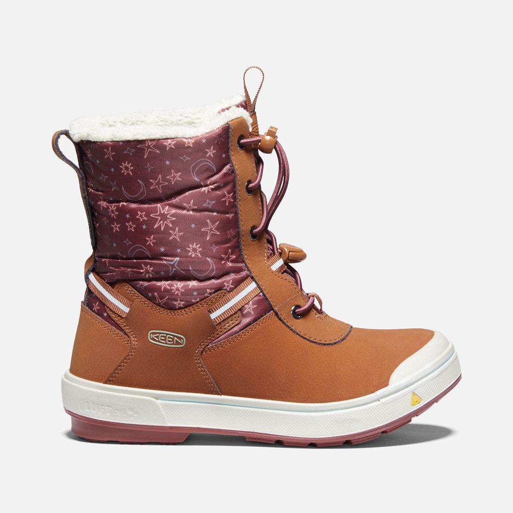 Botas de Invierno Keen Mexico Marrom/Rojos - Niños Kelsa Waterproof - OL5890367